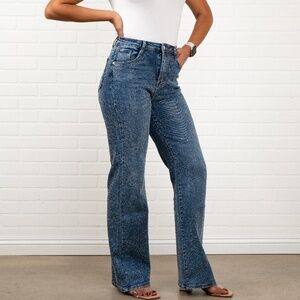Angel straight leg light wash high waisted denim | Blue